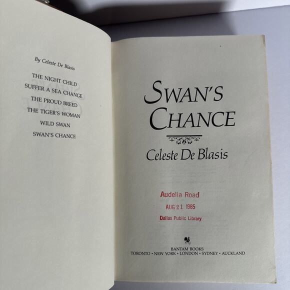 The Swan's Chance by Celeste De Blasis (1985, Hardcover) - Picture 8 of 10